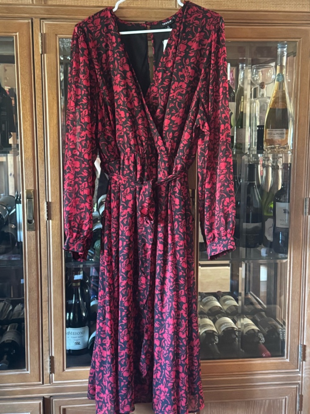 TORRID Red and Black Floral Wrap Dress